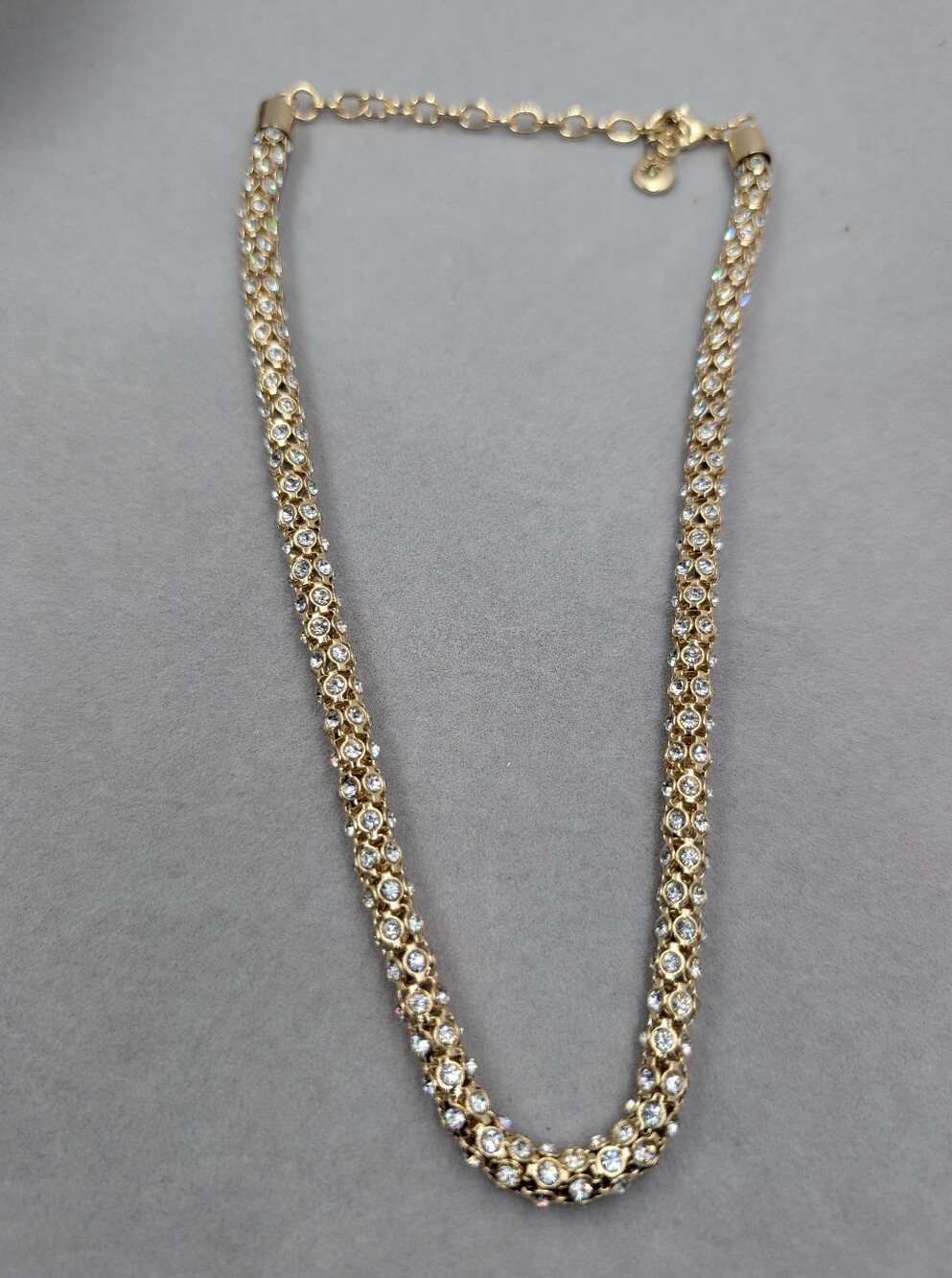 Gloria Vanderbilt Crystal Stone Mesh Gold Tone Necklace | 0131 - Picture 2 of 7